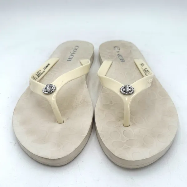 Coach Women's White Abbigail Flip Flop Thong Sandals Size 9 - Image 3