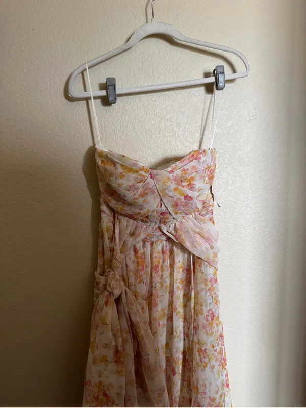 Birdy Grey Grace Convertible Dress with slit in Chiffon Pressed Floral sz S NEW - Image 6