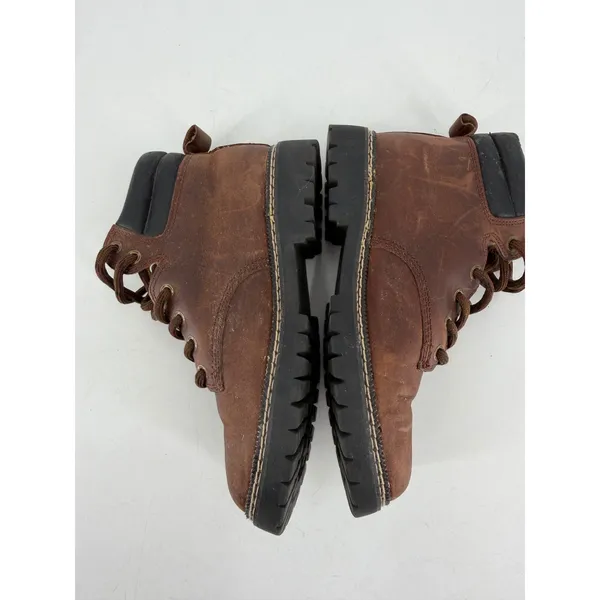 Candies Ankle Boots Womens 7.5 Brown Leather Lug Sole Vintage 90s Grunge Utility - Image 3