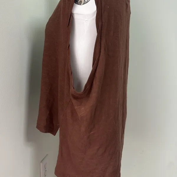 Free People | FP Beach Oversized Boxy Fit Chocolate Brown Hi-Low Cotton Tank - Image 4