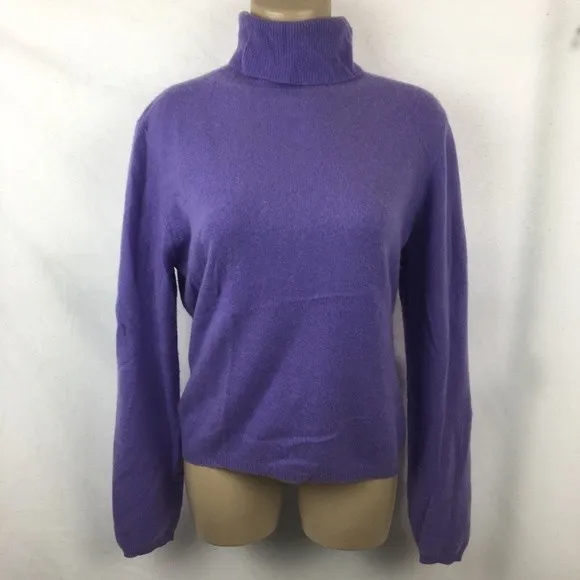 100% Cashmere Lavender Long Sleeve Turtleneck Sweater Croft & Barrow M - Image 7