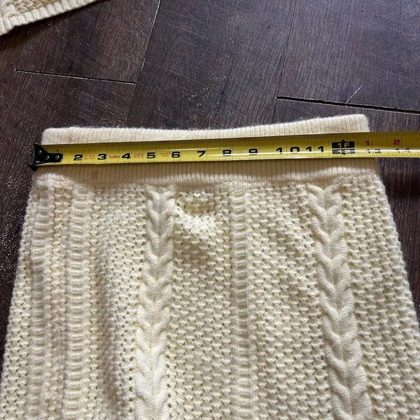 Cider Yellow Cable Knit Two‎ Piece Set Ruffle Crop Top and Mini Skirt Medium - Image 4