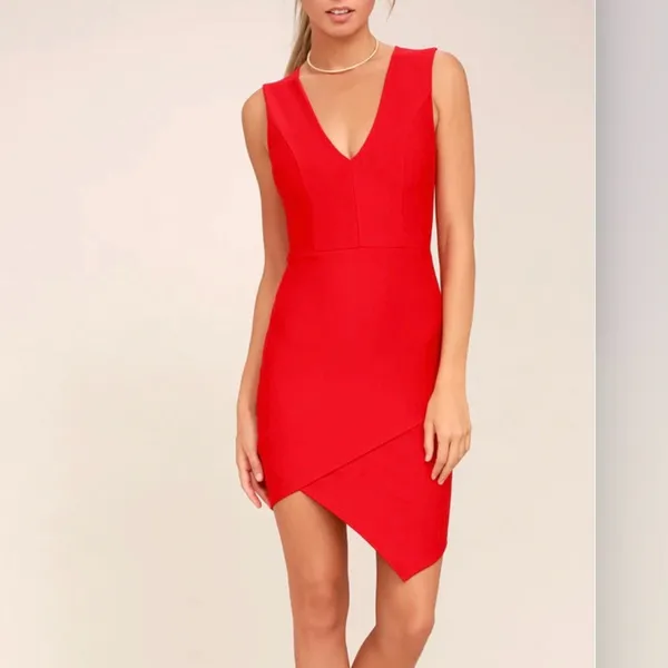 NWT Lulus Be Me Red Sleeveless Bodycon‎ Dress LARGE - Image 3