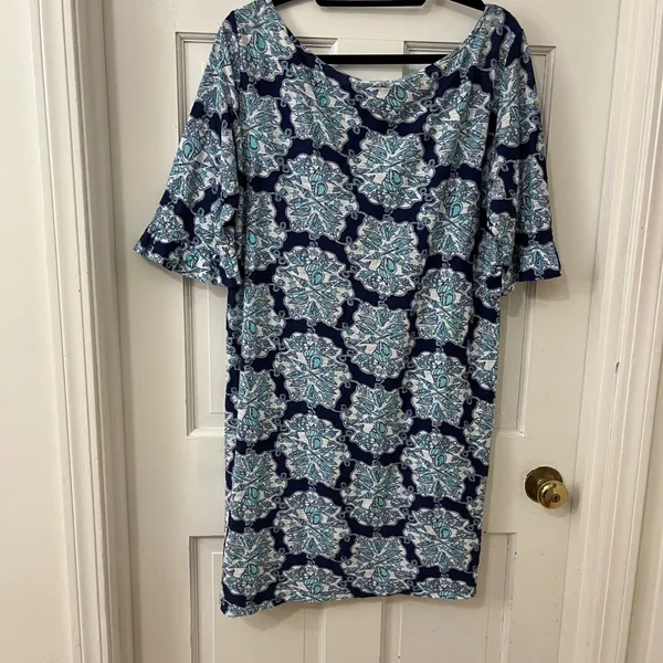 Lilly Pulitzer Hey Sailor Somerset Dress XL Cotton Mermaid Shell Ruffle Coastal - Image 3