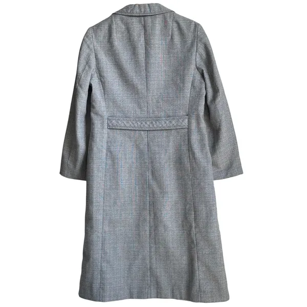 VTG 60s 70s Gray Tweed Long Virgin Wool Blend Trevira Mod Overcoat Germany Sz 42 - Image 5