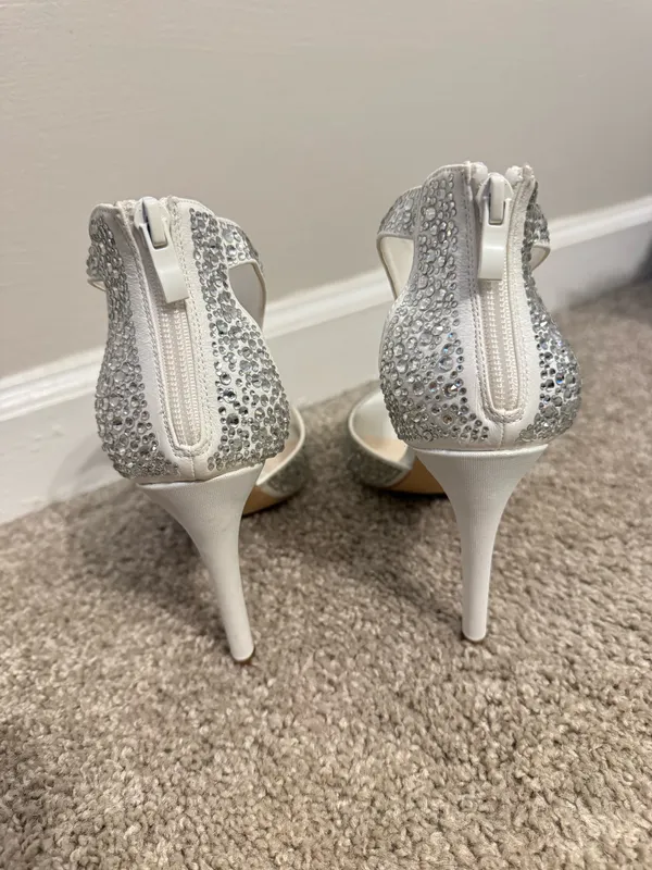 David's Bridal Crystal-Detailed Peep-Toe Shooties STYLE# NELIA 8.5 - Image 8