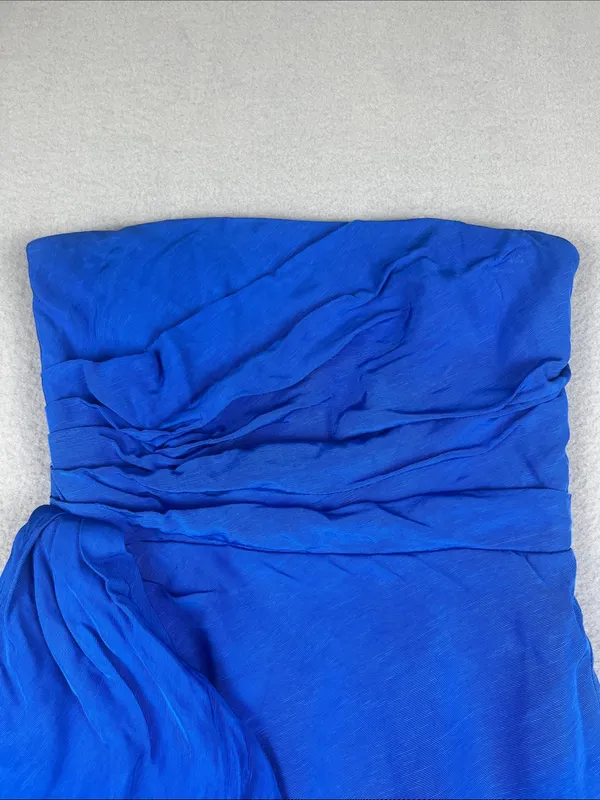 Monique Lhuillier Strapless Cobalt Blue Faille Minidress Size: 4 - Image 3