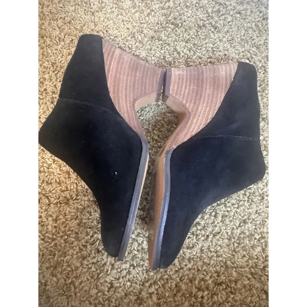 Kelsi Dagger Brooklyn Black Suede Faux Fur Lined Wedge Mules Clogs Womens 10 - Image 5