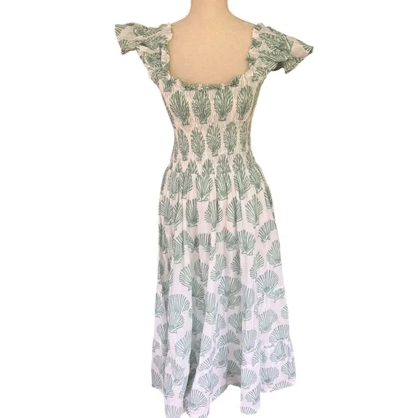 Darlington isle Amelia Island Flutter Shell Nap Dress white green XL - Image 3