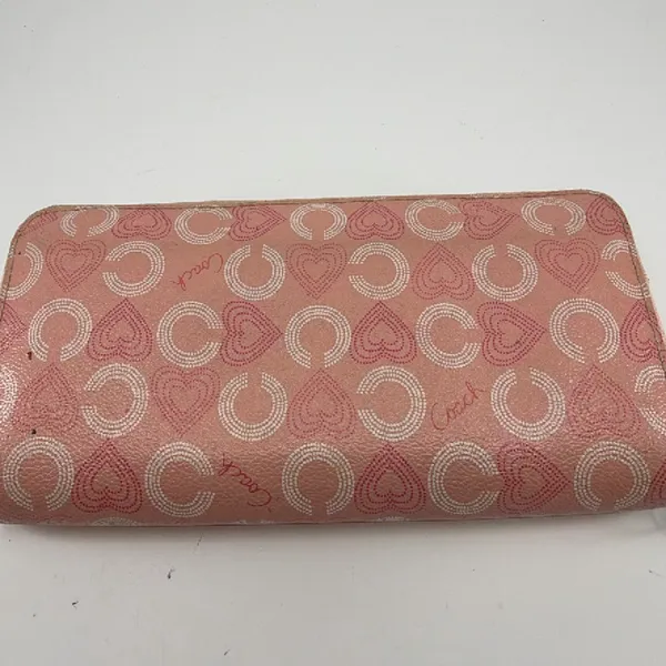 Coach Accordion Zip Pink Signature C Coated Canvas Wallet - Image 3