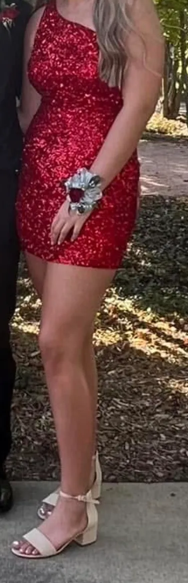 Amarra Red Sequin Dress Size 6 - Image 2
