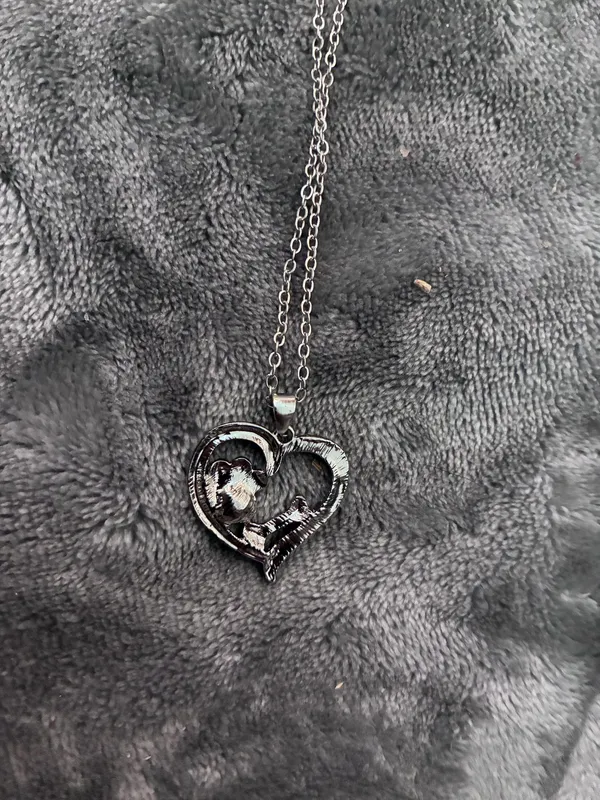 Forever In My Heart Dog Paw Print Necklace 925 Sterling Silver Heart Pendant - Image 3