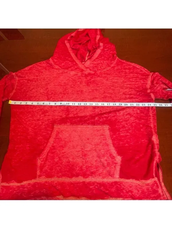 Vintage Free People We the Free Oversized Light Hoodie Red Sz S Burnout Pullover - Image 6