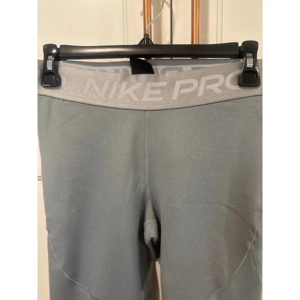 Nike Pro Dri-FIT Womens Grey Athletic Training Leggings Size Medium Tights - Image 3
