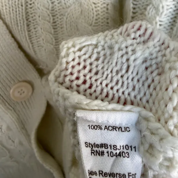 Blu Pepper Cropped Button Down Cardigan Cream Cable Knit Cozy Size Large - Image 6