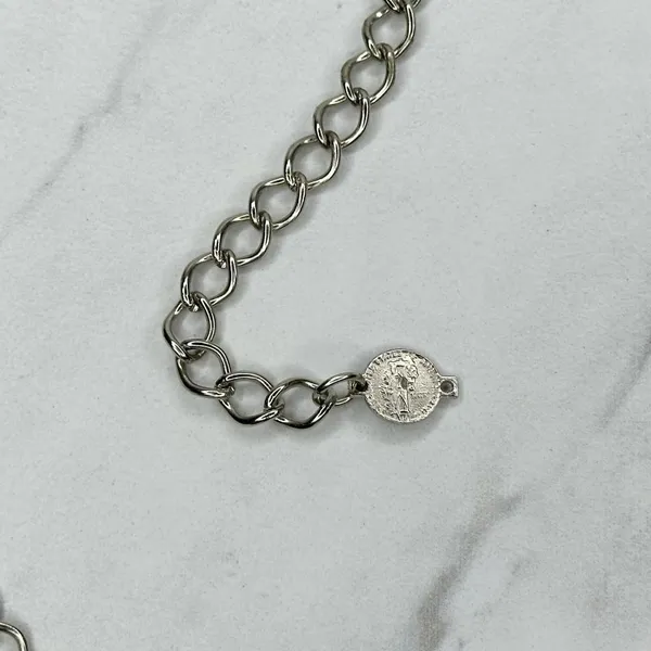 Skinny Dime Silver Tone Belly Body Metal Chain Link Belt OS One Size - Image 13