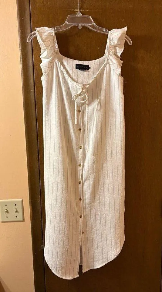 Hatch Maternity Jenna White Striped Midi Dress - Image 3