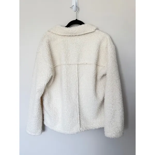 Sanctuary‎ Ivory Teddy Bear Fleece Jacket Faux Shearling Shacket Size Medium - Image 3
