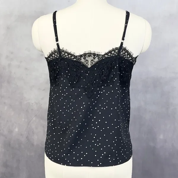 Lulus Polka Dot Lace Trim Cami Top Size Medium Minimal‎ Chic Going Out Indie - Image 2