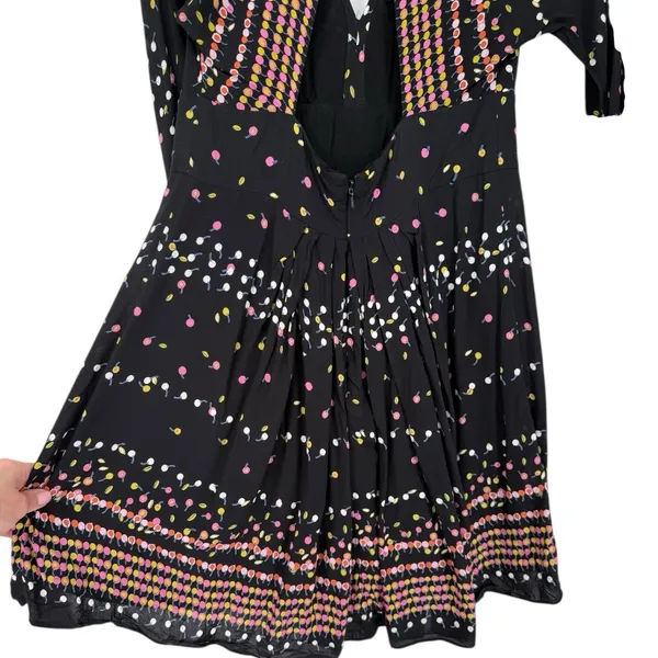 Free People Coryn Boho Long Sleeve Printed Mini‎ Dress Black Size 6 Festival - Image 10