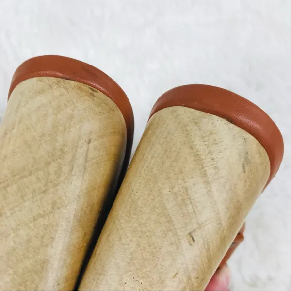 RACHEL‎ COMEY Brown Leather Mule Clog Wedge Sandal Tawny Woven Stud Size 6 - Image 7