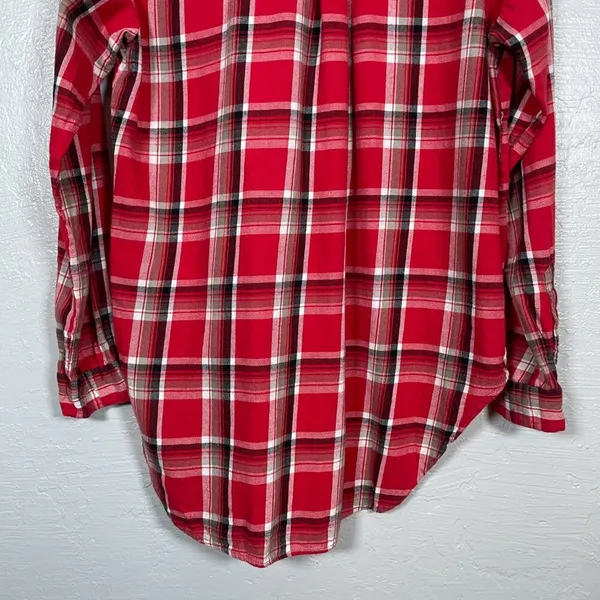 Denim & Supply Ralph Lauren Women M Red Black White Plaid Flannel Shirt Boho - Image 8
