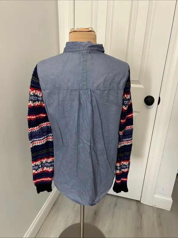 We The Free Fair Isle Sleeve Chambray Button Down Shirt - Image 4