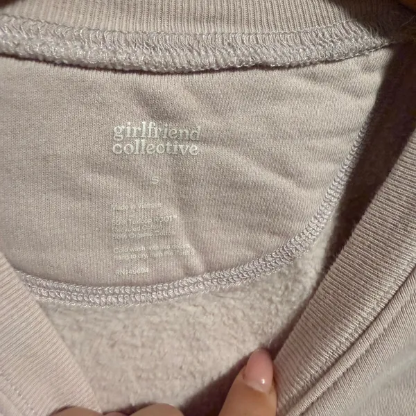 Girlfriend Collective Orchid Lilac Lavender Pink 50/50 Cropped Pullover- Small - Image 6