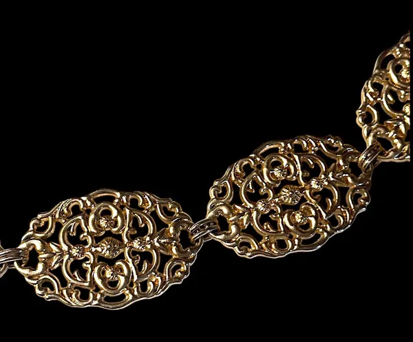 Liz Claiborne 1988 Vintage Gold Ornate Filigree Concho Metal Chain Belt 31-37” - Image 2