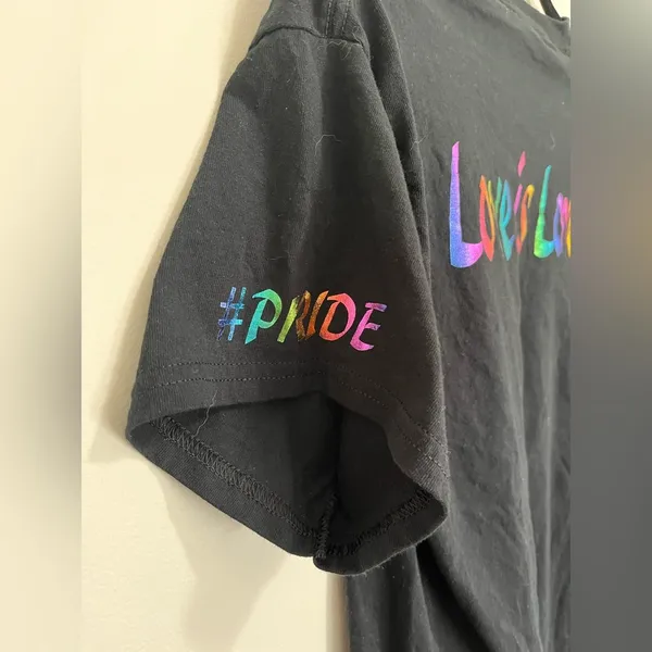 PRIDE Love Is Love Rainbow Graphic Tee Unisex T-shirt Adult Sz M EUC - Image 4