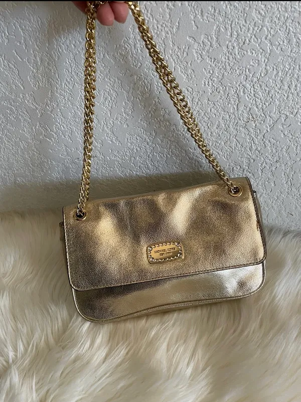 Michael Kors Crossbody Bag Pewter with Chain Strap - Image 2
