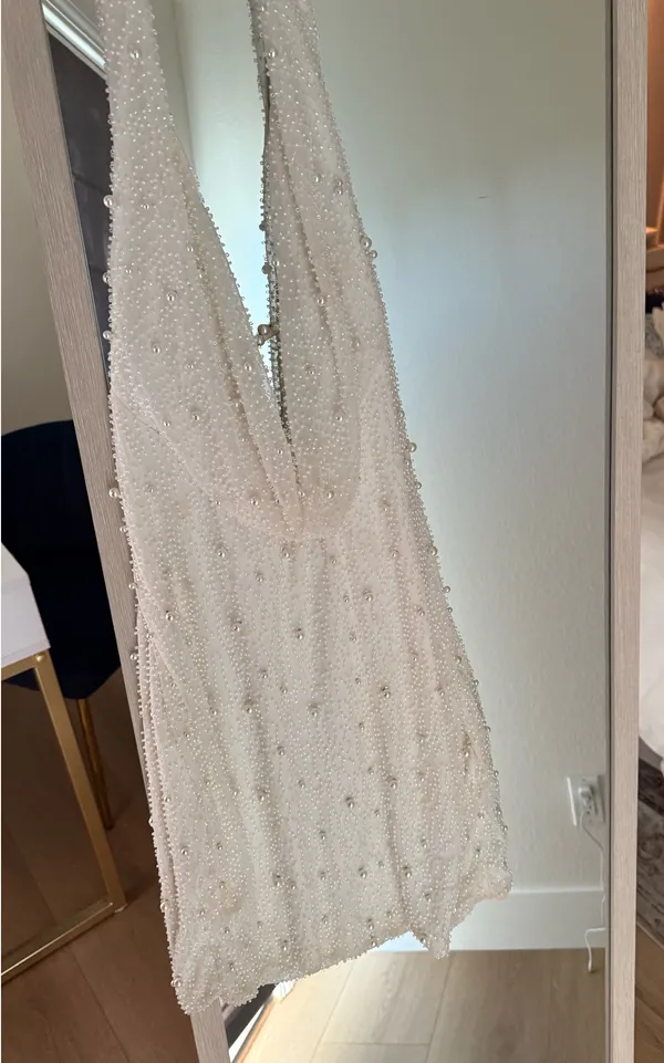 White Oh Polly Mini Dress Pearl - Image 4