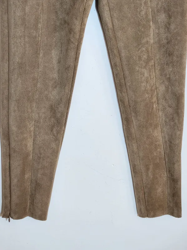 Zara Brown Faux Suede Skinny Ankle Pants Size Medium - Image 3