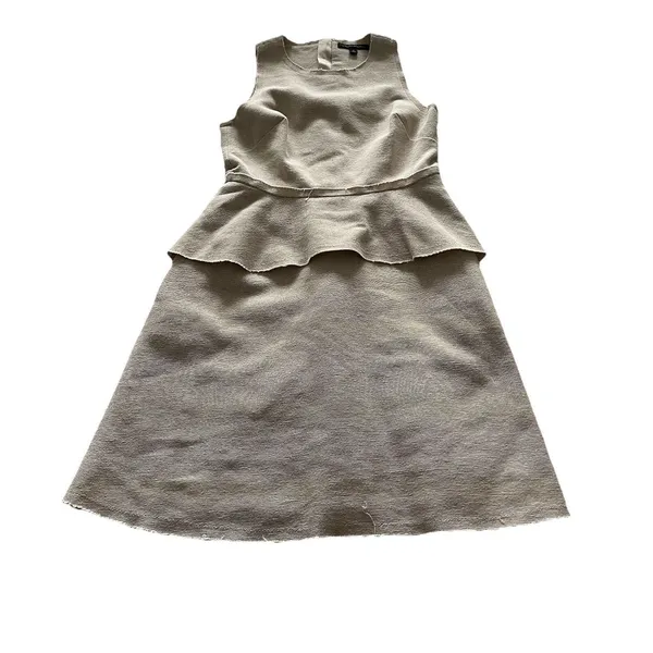 Banana Republic Peplum Linen Blend Dress Womens Size 4 Beige Sleeveless Raw Hem - Image 2
