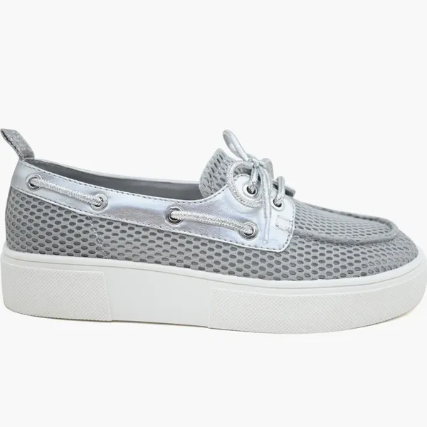 Kenneth Cole Reaction Silver Mesh Platform Lace-Up Sneakers - Image 2