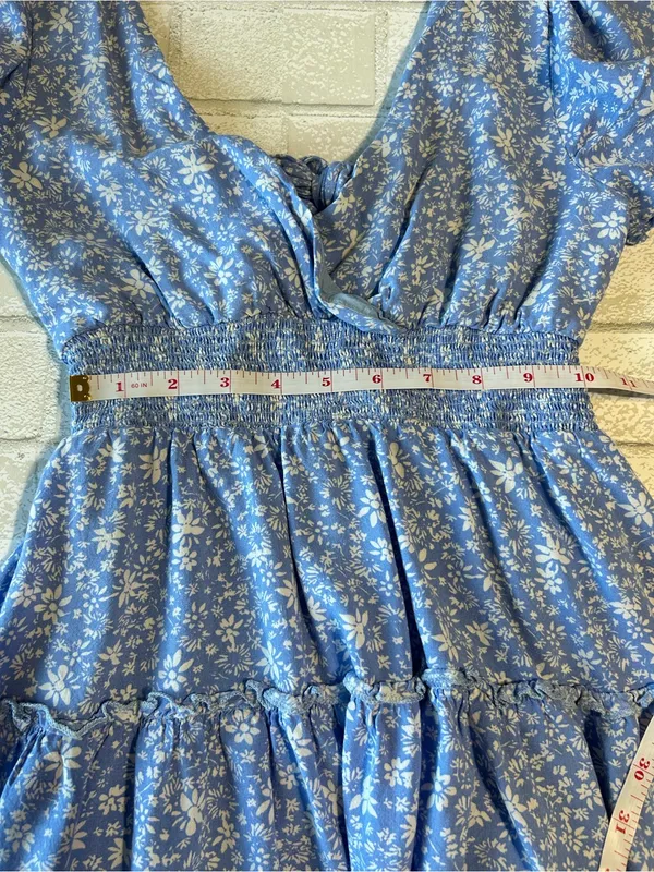 Altar’d State Blue Floral Tiered V-Neck Women's Dress Coastal Size XS - Image 8