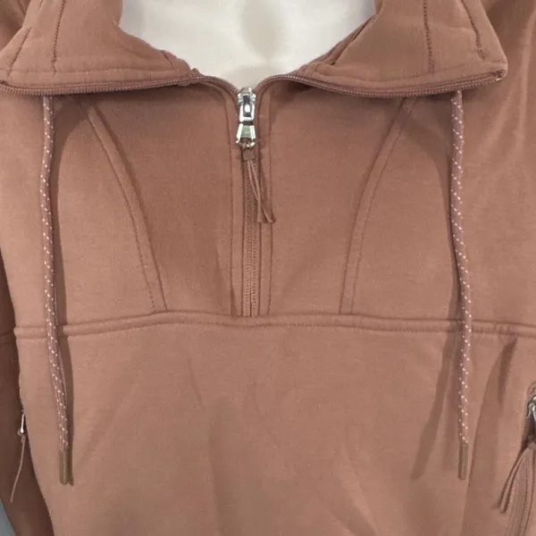 Old Navy Active Dynamic Fleece Quarter Zip Sweatshirt Mauve Brown Women's Medium - Image 4