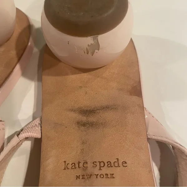 Kate Spade Palm Springs Sandals Women 8.5B Pale Dogwood Patent Leather Slide - Image 12