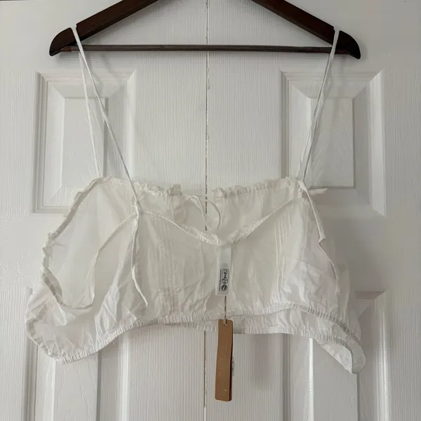 SKIMS Voile Super Cropped Cami Marble White Cotton Tie Front Top XL NWT‎ - Image 3