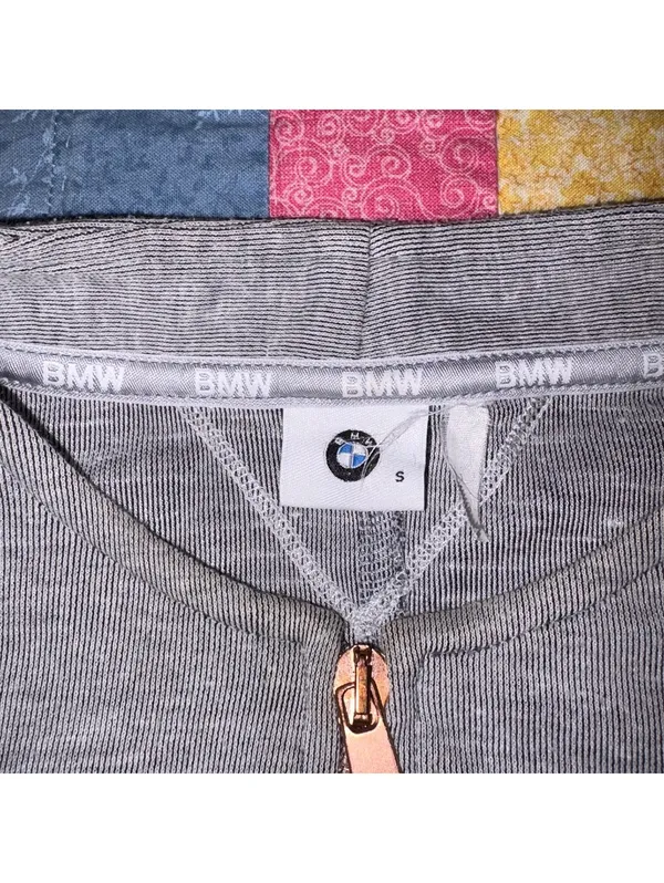 BMW $112 Woman’s S Gray Full Zip Sweat Jacket with Drawstring Hem Zip Pockets - Image 8
