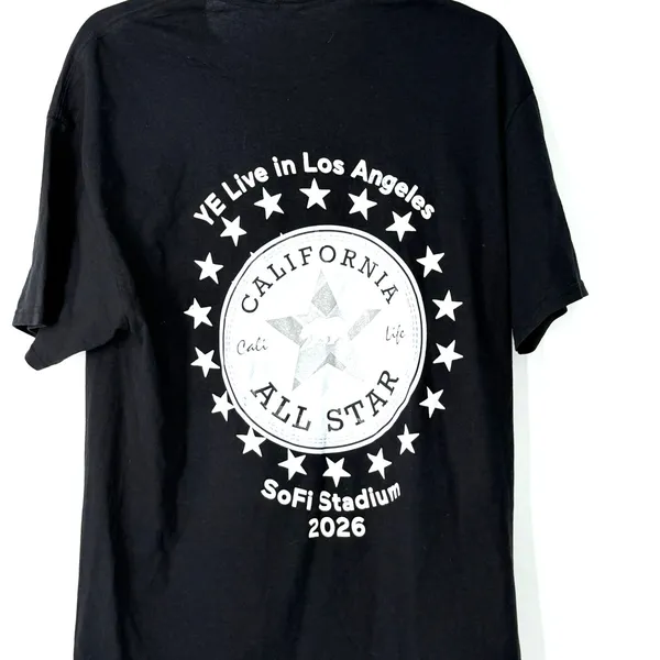 New black Kanye West graphic t-shirt L Rhinestone Concert Tee 2026 LA Unisex - Image 8