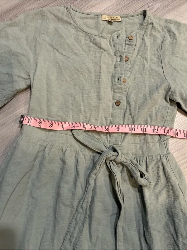 Polagram Sage Green Button-Front Midi with Tie Waist - Image 8