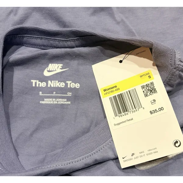 Nike The Nike Tee Women's S Slate Blue L/S Crew Neck Cotton Lightweight NWT - Image 5