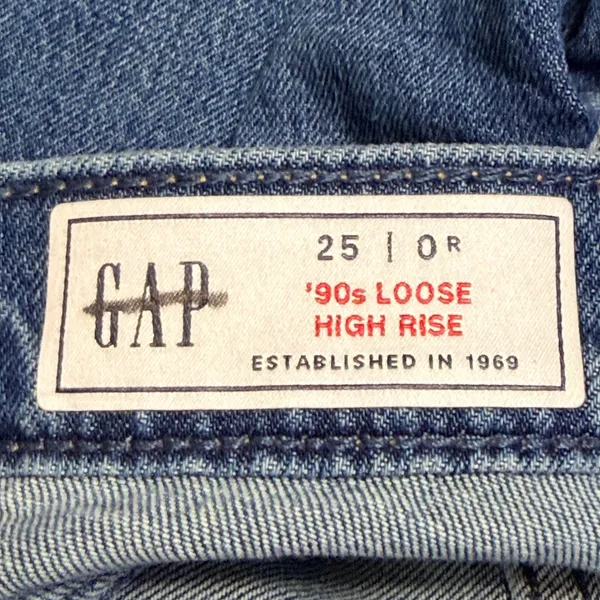 Gap 90s Loose High Rise Jeans Womens 25 0R Medium Wash Blue Straight Leg Denim - Image 5
