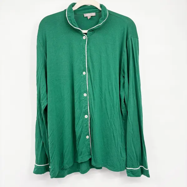 J. Crew Womens Lyocell Soft Eco Dreamiest Green Long Sleeve Pajama Set Size XL - Image 5