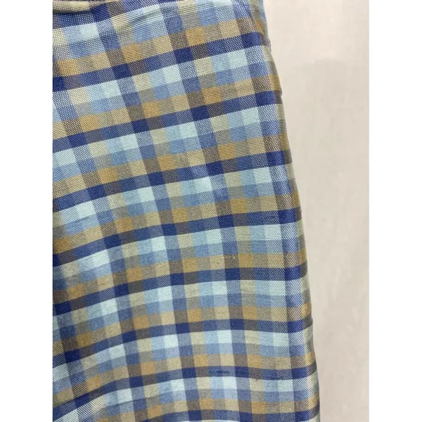 Ann Taylor 100% Silk Blue Plaid Gingham Straight Leg Pants 4 - Image 4