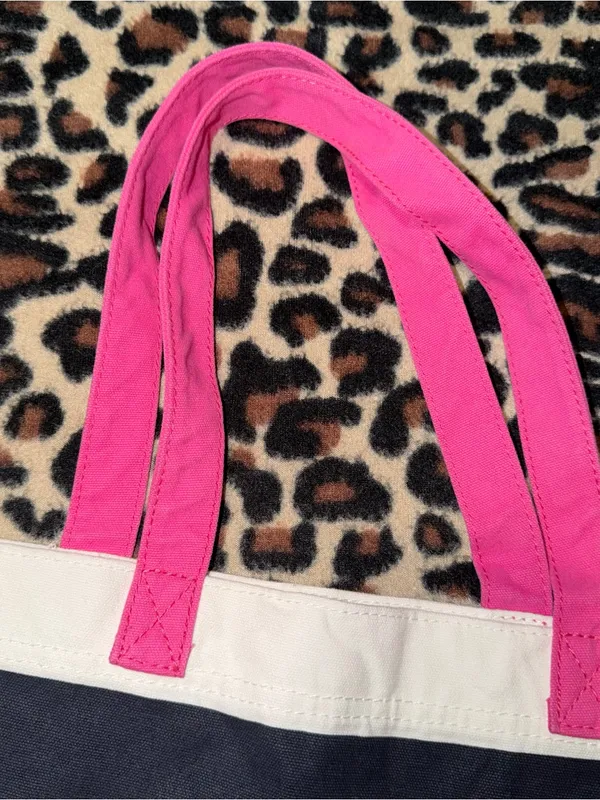 2000s vintage style abercrombie & fitch striped tote bag with pink moose & strap - Image 11