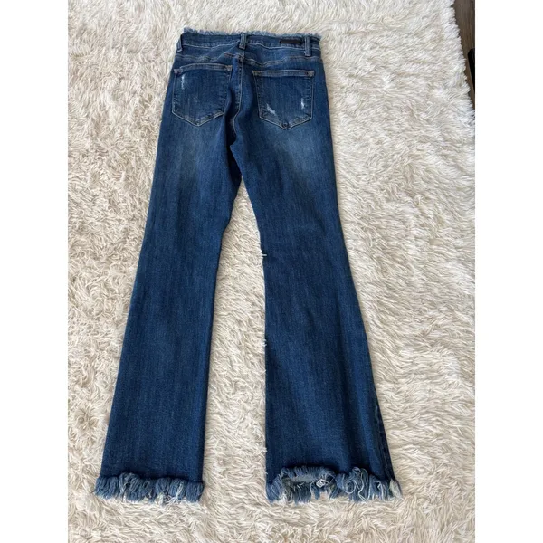 Risen Los Angeles Women's Trendy Flare Jeans Distressed Frayed‎ Hem Blue Size 7 - Image 8