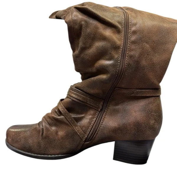 Yuu Womens Ryley Stacked Heel Below Knee Riding Boots Womens 8 W - Image 6