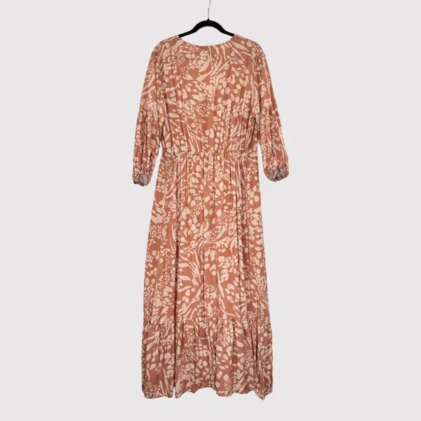 Petal & Pup Dress Brown Katerina Maxi V Neck Button Down Floral Boho Medium - Image 3